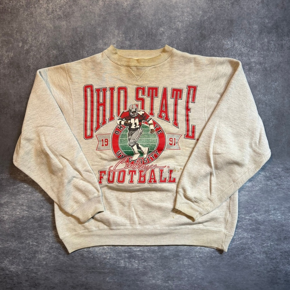 Vintage 1991 Ohio‎ State Buckeyes Football Galt Sand Sweatshirt Mens M Gray NCAA